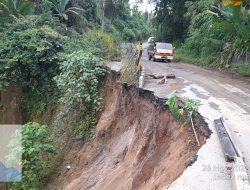 Diduga Dikerjakan Asal Jadi, Jalan Lintas Provinsi Muaradua-Lampung Kembali Amblas